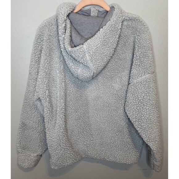 Women’s Prana Teddy Jacket Quarter Zip Medium Gray Hooded Grey Pullover - Picture 2 of 10